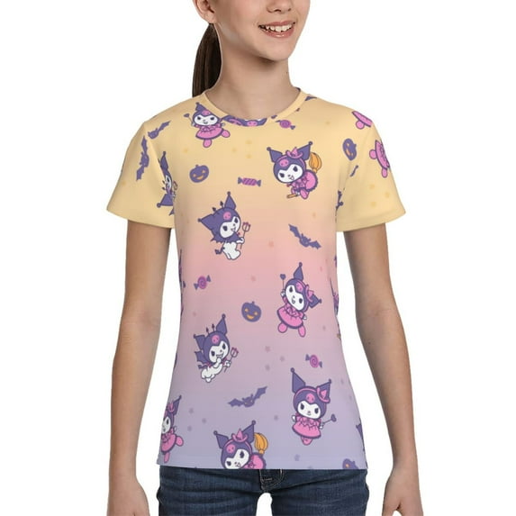 Boys Girls Kuromi And My Melody Shirt Graphic T-Shirt Crewneck Short Sleeve 3d Colorful Tops Tees