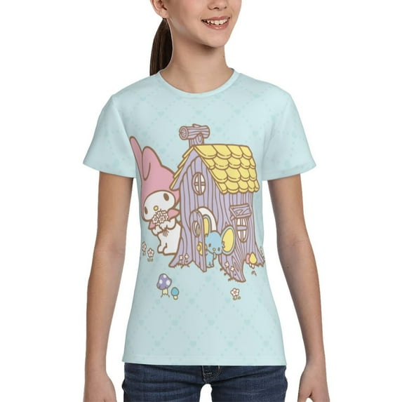 Boys Girls Kuromi And My Melody Shirt Graphic T-Shirt Crewneck Short Sleeve 3d Colorful Tops Tees