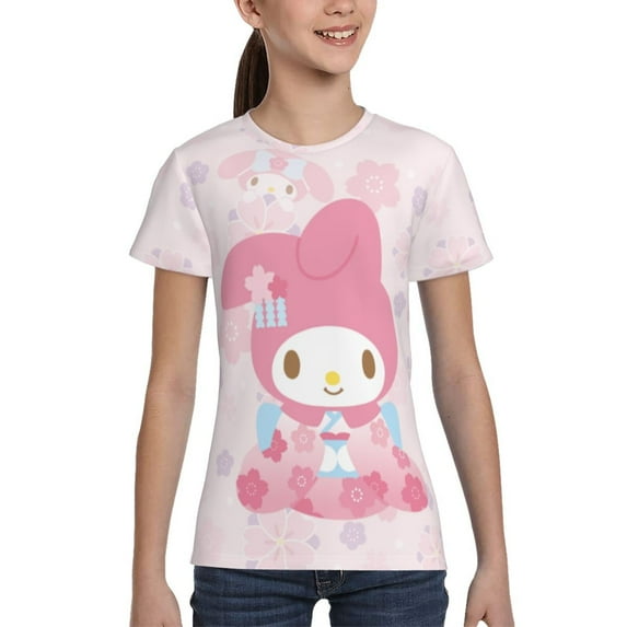 Boys Girls Kuromi And My Melody Shirt Graphic T-Shirt Crewneck Short Sleeve 3d Colorful Tops Tees