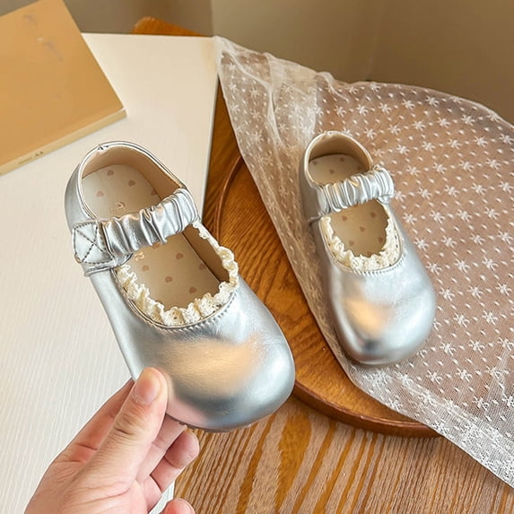 Boys Girls Lace Up Shoes Toddler Little Kids School Dress Shoes (Toddler/Little Kid) Silver 11.5