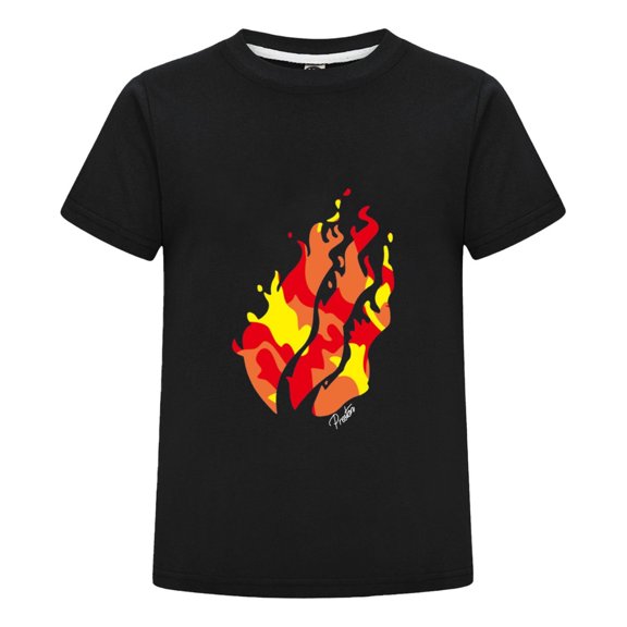 Boys & Girls Lava Flame Red Yellow Fire Scratch Tiger Claw Children Flame Design Casual Shirt – Preston Gamer Tee