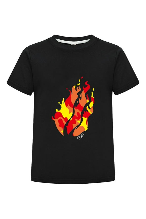 Boys & Girls Lava Flame Red Yellow Fire Scratch Tiger Claw Children Flame Design Casual Shirt – Preston Gamer Tee