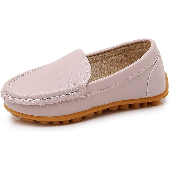 Boys Girls Leather Loafers Slip-On Oxford Flats Boat Dress Schooling Daily Walking Shoes(Toddler/Little Kids)