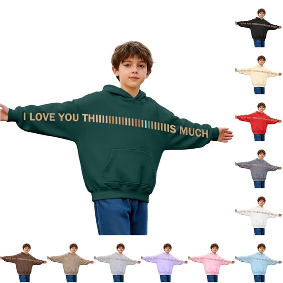 Boys Girls Letter Graphic Green Hoodie Pullover Long Sleeve Soft Warm Sweatshirt for School Daily Wear Fall Winter 13-14 Years