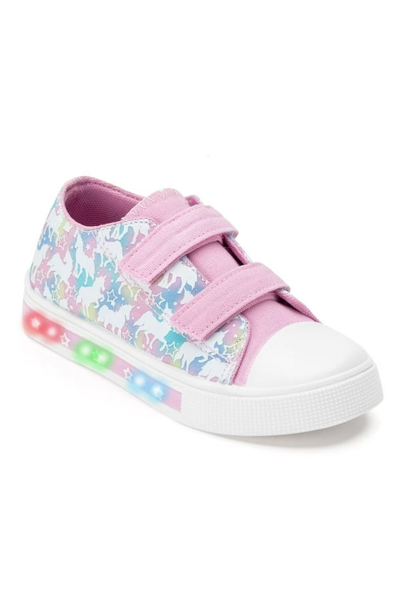 Toddler Kids Light Up Sneakers Girls Canvas Shoes, Pink & Purple, Size 13