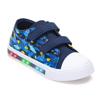 FUNCOO PLUS Toddler Kids Light Up Sneakers Boys Canvas Shoes, Ocean Shark, Size 2