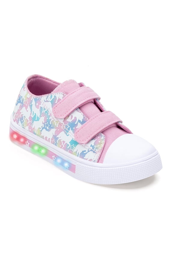 Kids Light Up Sneakers Toddler Girls Canvas Shoes, Pink & Purple, Size 5