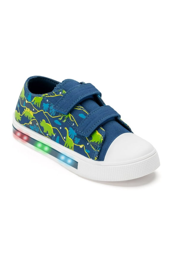 Kids Light Up Sneakers Toddler Boys Canvas Shoes, Coconut Tree & Dinosaur, Size 5