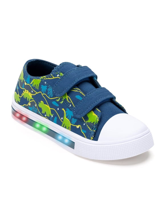 Kids Light Up Sneakers Toddler Boys Canvas Shoes, Coconut Tree & Dinosaur, Size 7
