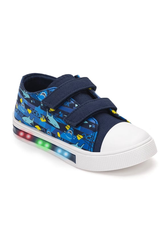 Kids Light Up Sneakers Toddler Boys Canvas Shoes, Ocean Shark, Size 7