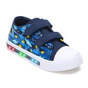 FUNCOO PLUS Kids Light Up Sneakers Toddler Boys Canvas Shoes, Ocean Shark, Size 7