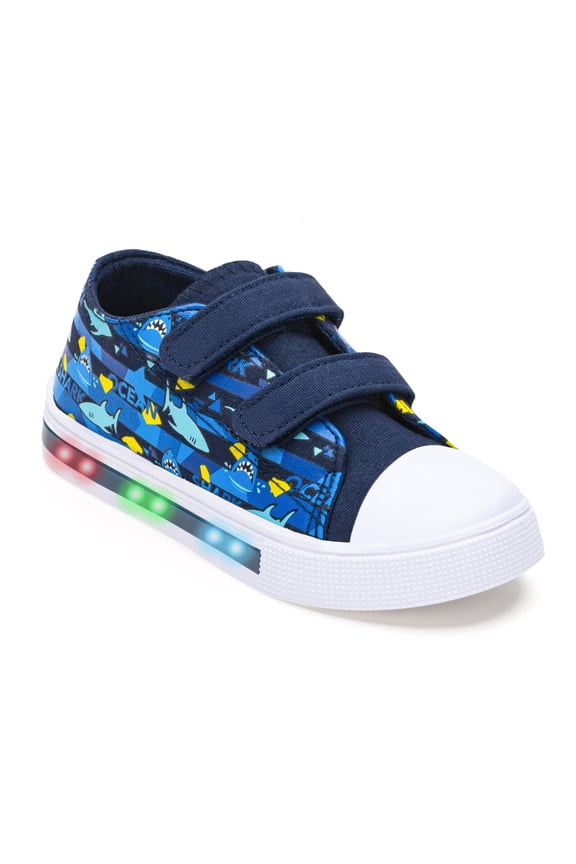 Kids Light Up Sneakers Toddler Boys Canvas Shoes, Ocean Shark, Size 9