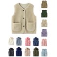 thumbnail image 1 of Boys Girls' Light Weight Puffer Vest Toddler Kids Boys Girls Solid Color Warm Waistcoat Thicken Button Coat With Pockets, 1 of 5