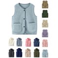thumbnail image 1 of Boys Girls' Light Weight Puffer Vest Toddler Kids Boys Girls Solid Color Warm Waistcoat Thicken Button Coat With Pockets, 1 of 5