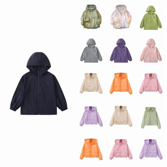 Boys Girls Lightweight Windbreaker Navy Jacket Breathable Zip Up Hooded Outerwear for Outdoor Sports School Travel Hiking 11-12 Years