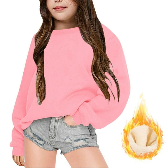 Boys Girls Lined Long Sleeve Kids Warm Winter Pullover Hooded Sweatshirt Sweater