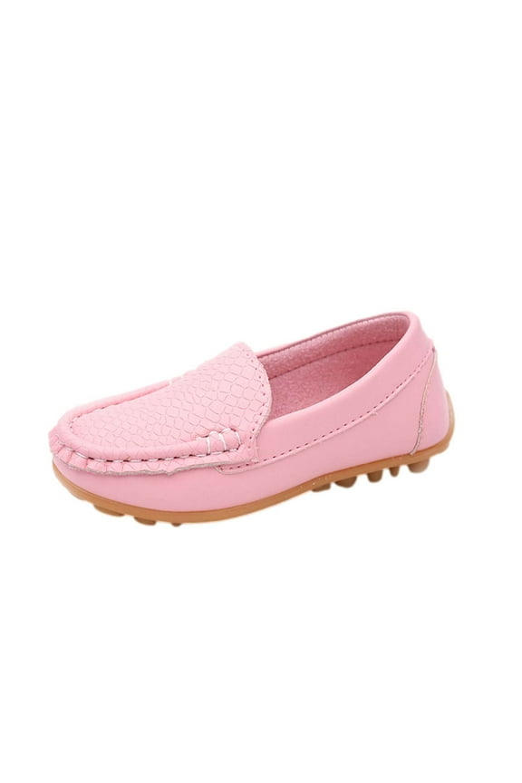 Boys Girls Loafer Shoes Soft Synthetic Leather Slip On Moccasin Flat Boat Dress Shoes