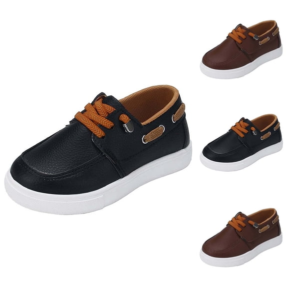 Boys Girls Loafers Dress Shoes Slip On Boat Shoes Round Toe Soft Sole Casual Shoes for Weddings, Birthdays, Photo Shoots