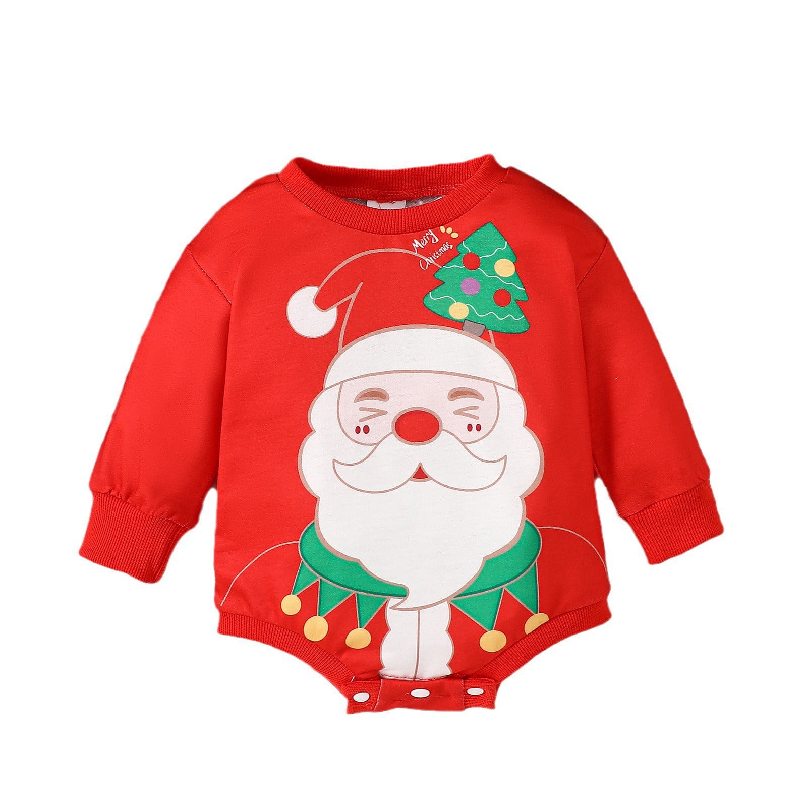 Boys Girls Long Sleeve Christmas Tree Embroidery Romper Bodysuit Fall