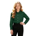 thumbnail image 1 of Boys' Girls' Long‑Sleeve Collared Button‑Up Dress Shirt,Kids School Uniform Top,9‑16Y, 1 of 5