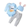 Boys Girls Long Sleeve Easter Letter Cartoon Rabbit Prints Romper