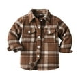 thumbnail image 1 of Boys Girls Long Sleeve Flannel Shirt Winter Fall Casual Button Down Plaid Blouse Tops for Baby Toddler Kids Unisex Coat Jacket Cardigan Clothes Brown 4-5T, 1 of 3