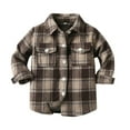 thumbnail image 1 of Boys Girls Long Sleeve Flannel Shirt Winter Fall Casual Button Down Plaid Blouse Tops for Baby Toddler Kids Unisex Coat Jacket Cardigan Clothes Coffee 2-3T, 1 of 3