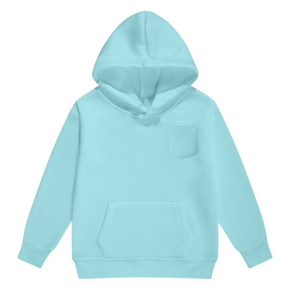 Boys Girls Long Sleeve Hoodie Tops Casual Long Sleeve Pullover With Pockets, Thick Winter Warm Jacket Leisure For ,Size:6-7 Years