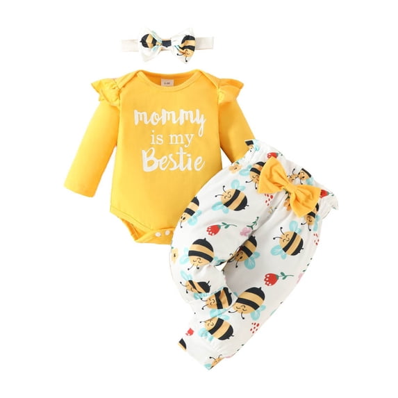 Boys Girls Long Sleeve Letter Romper Bodysuit Cartoon Prints Pants Headbands Outfits Baby Girl 6-9 Months Clothes Crop Top And Sweatpants