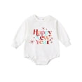 Boys Girls Long Sleeve New Year Letter Print Romper Bodysuit Fall