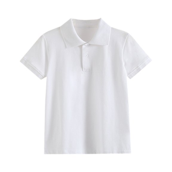 Boys Girls Long Sleeve Polo Shirts for School, Kids Uniform Shirts Color Block Collared Golf Shirt,White 14-15 Years