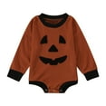 Boys Girls Long Sleeve Pumpkin Face Pattern Pullover Romper Sweatshirt
