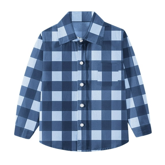 Boys Girls Long Sleeve Shirt Kids Toddler Cute Lattice Pocket Print Casual School Uniform Top Blouse Comfortable Solid Color Comfortable Daily Wear Ages 6M-8Y