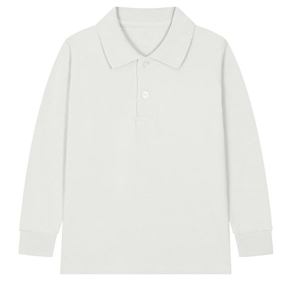 Boys Girls Long Sleeve Shirts Kids School Uniform Golf Shirts Solid Color T-Shirts 2-15 Years