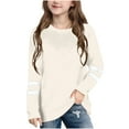thumbnail image 1 of Boys Girls' Long Sleeve Shirts Unisex Kids Crewneck T-Shirts Cotton Tops Basic Tees 3-14 Years Beige 3-4 Years, 1 of 5