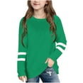 thumbnail image 1 of Boys Girls' Long Sleeve Shirts Unisex Kids Crewneck T-Shirts Cotton Tops Basic Tees 3-14 Years Green 4-5 Years, 1 of 5