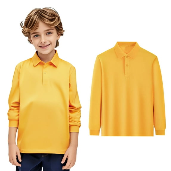Boys Girls Long Sleeve Solid Color Shirt Cotton Shirt Top Tee For Kids