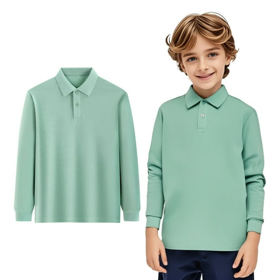 Boys Girls Long Sleeve Solid Color Shirt Cotton Shirt Top Tee For Kids