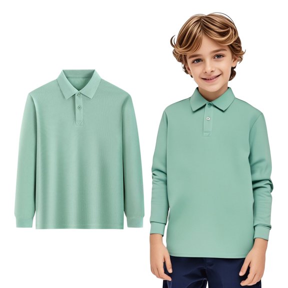 Boys Girls Long Sleeve Solid Color Shirt Cotton Shirt Top Tee For Kids