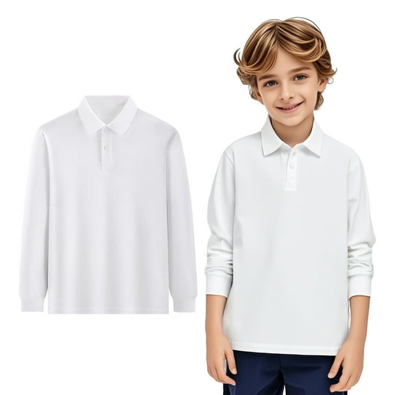 Boys Girls Long Sleeve Solid Color Shirt Cotton Shirt Top Tee For Kids