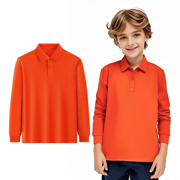 Boys Girls Long Sleeve Solid Color Shirt Cotton Shirt Top Tee For Kids