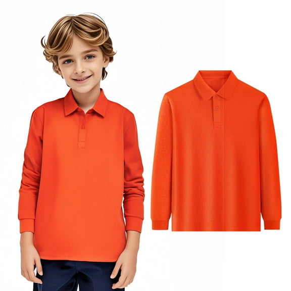 Boys Girls Long Sleeve Solid Color Shirt Cotton Shirt Top Tee For Kids