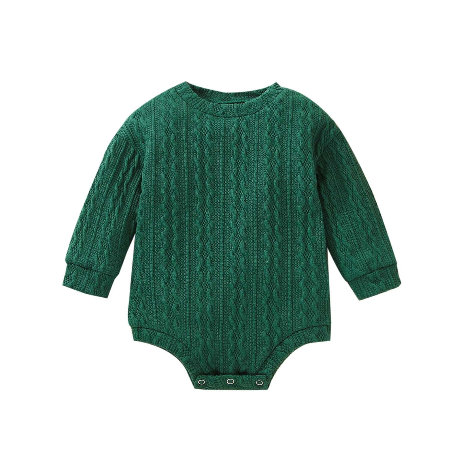 Boys Girls Long Sleeve Solid Pullover Romper Sweatshirt Bodysuits