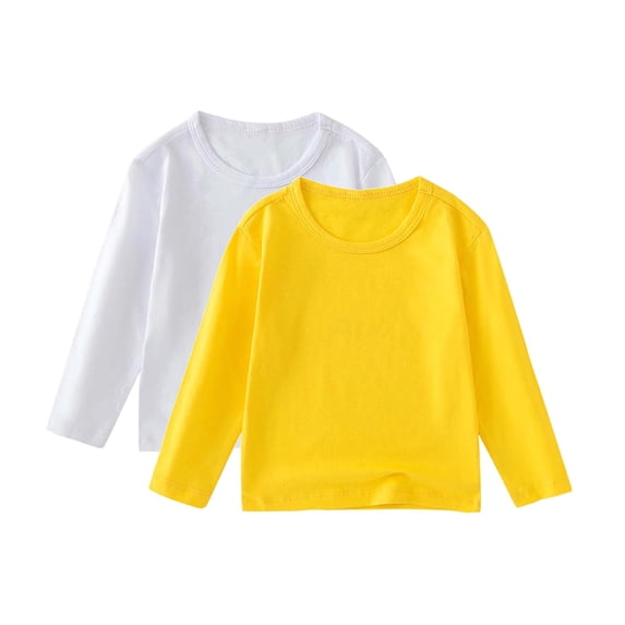 Boys Girls Long Sleeve Sweaters Toddler Soft Cotton Comfortable Sweatshirts Casual Crew Neck Knit Outerwear with Pockets (Yellow-4,12 Months)