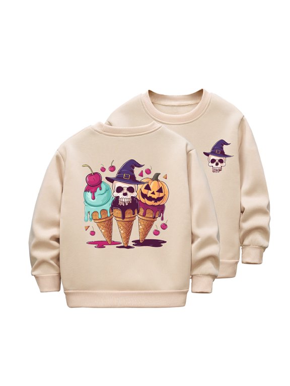 Boys Girls Long Sleeved Fleece Warm Hoodie Funny HalloweenHat Jack Casual Thick Round Neck Childrens Wear
