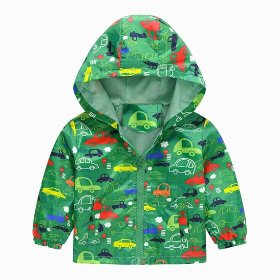 Boys and Girls Long Sleeved Jacket with Zipper Fall Cartoon Dinosaur Print Casual Children Jacket 6-12 Months 12-24 Months 2T 3T 4T 5T 6T 7T 8T Children Green,12-18 Months