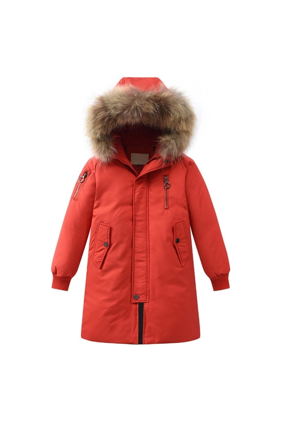 Boys Girls Long Winter Coat Parka Waterproo𝐟 Warm Puffer Jacket Fu𝐫 Hooded Ski Jacket Coat Thick Warm Outwear