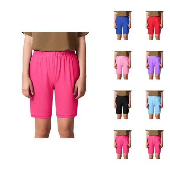 Boys Girls Lounge Shorts Summer Casual Lightweight Elastic Waist Straight Leg Plain Basic Shorts for Kids 2-12 Years