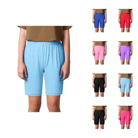 Boys Girls Lounge Shorts Summer Casual Lightweight Elastic Waist Straight Leg Plain Basic Shorts for Kids 2-12 Years