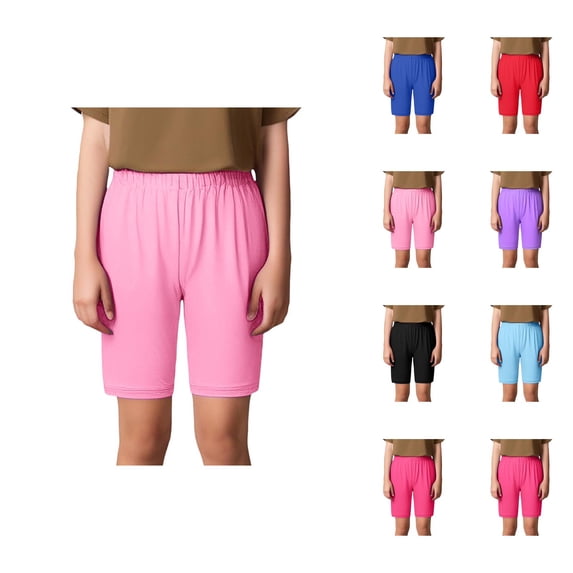 Boys Girls Lounge Shorts Summer Casual Lightweight Elastic Waist Straight Leg Plain Basic Shorts for Kids 2-12 Years